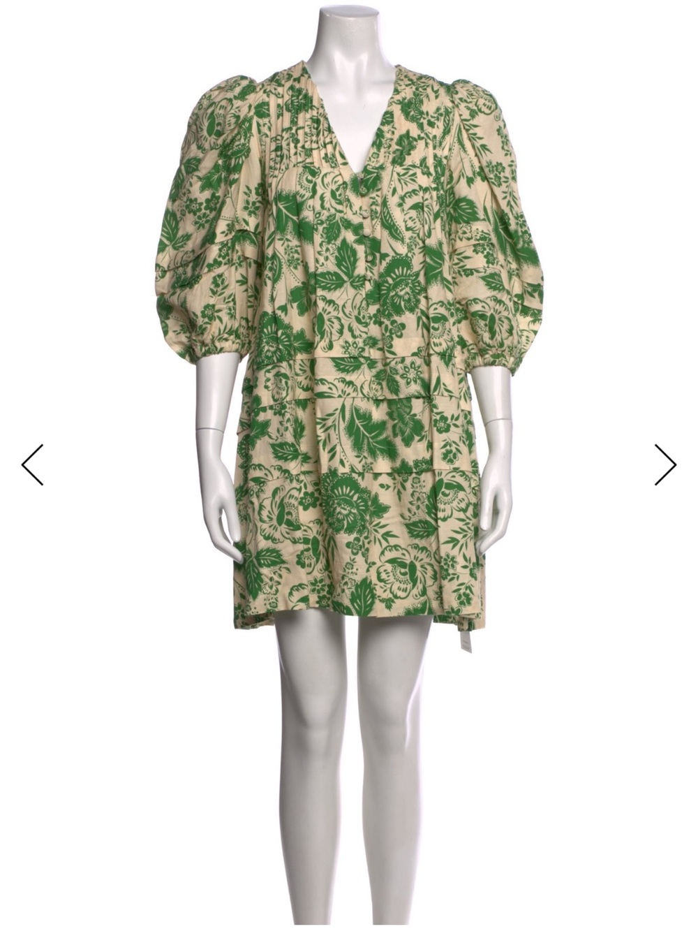 HUNTER BELL Jenkins Green and Cream Floral Dress